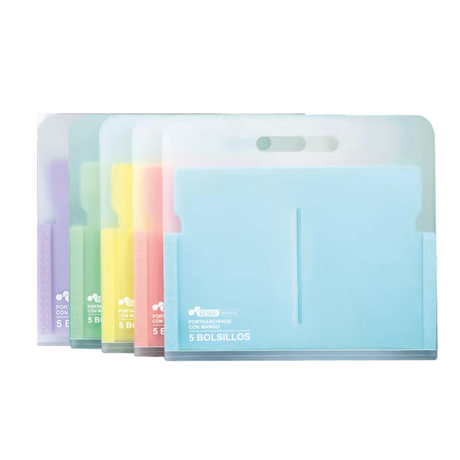 Sobre de Plástico con Asa 5 divisiones Pastel Besko – Verqui