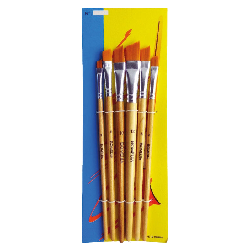 Juego Pinceles X6 Biselad/Angular Corona