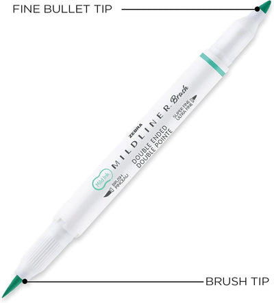 Plumones Zebra Mildliner Brush Doble Punta X10 Tonos Suaves