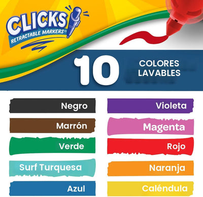Plumones Click Retractical Basicos x10 Crayola