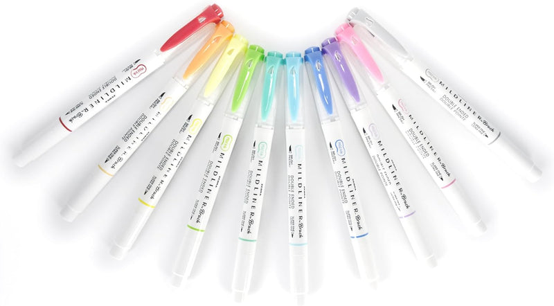 Plumones Zebra Mildliner Brush Doble Punta X10 Tonos Suaves