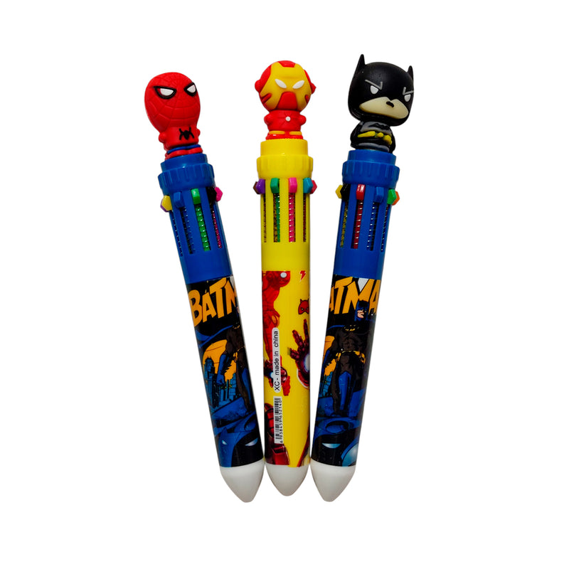 Bolígrafo Retráctil X10 Colores Super Héroes Importado