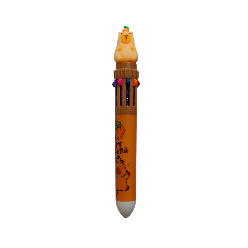Bolígrafo Retráctil X10 Colores Capibara Importado