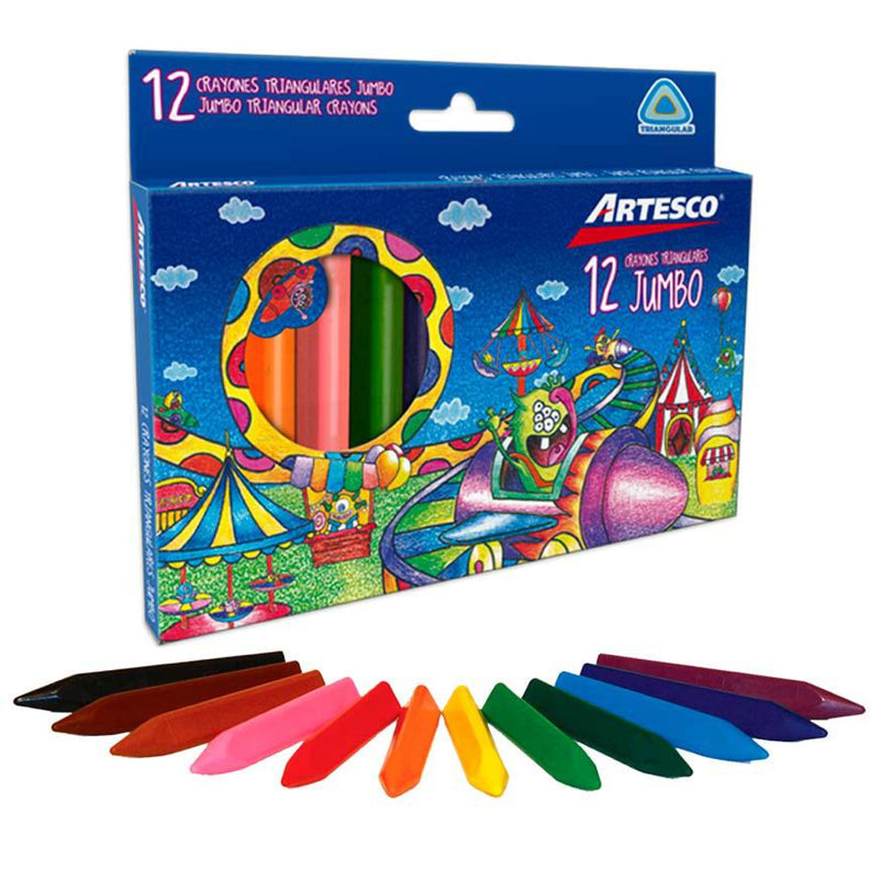 Crayones Jumbo Triangulares X12 Artesco