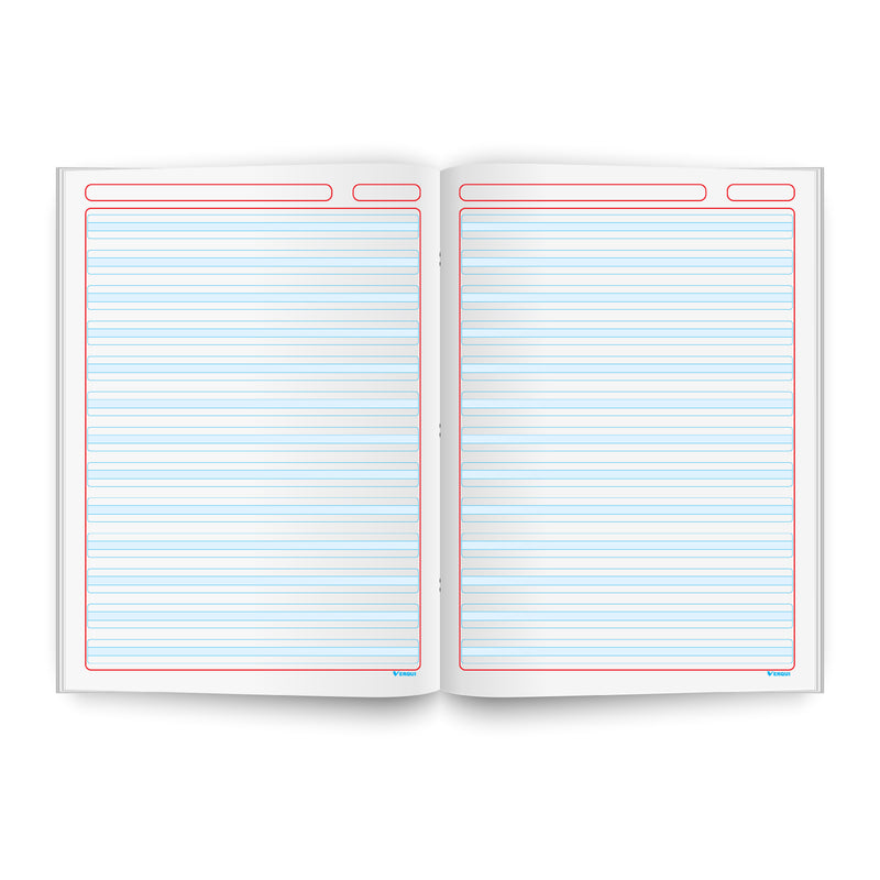Cuaderno Escolar Triple Reglón con Sombra Marco Rojo Verqui