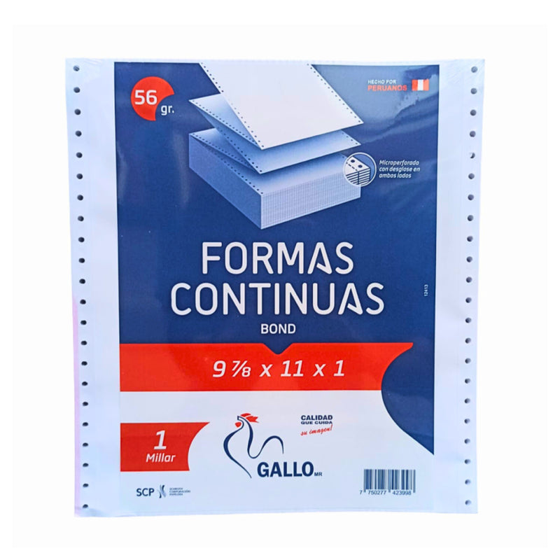 Papel Continuo 9-7/8X11" X1 60 gr. Gallo