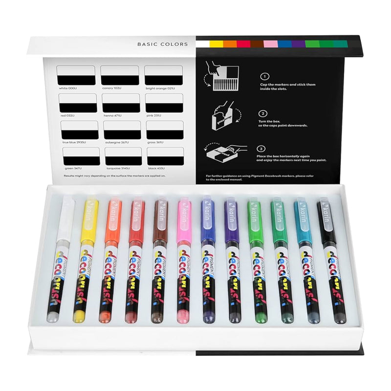 Plumones Pigment Deco Colores Básicos Acrílicos X12 Karin