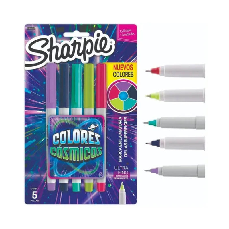 Plumón Permanente P/Fina Colores Cósmicos X5 Sharpie
