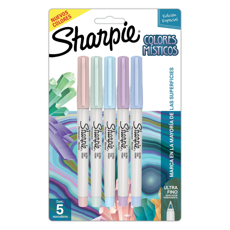 Plumón Permanente P/Ultra Fina Colores Místicos X5 Sharpie