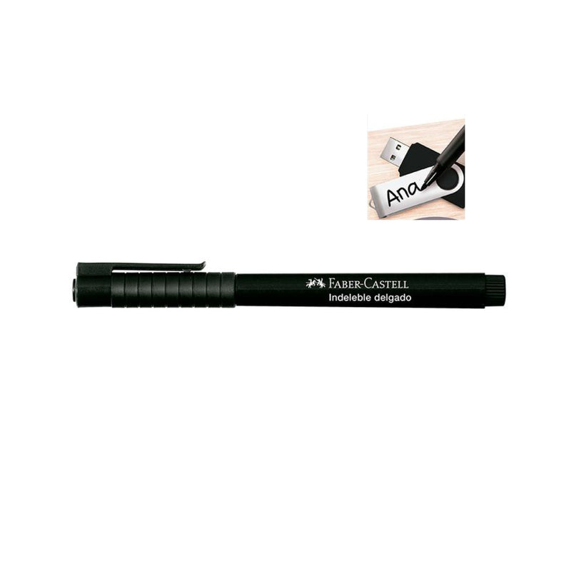 Plumón Indeleble Delgado Negro Faber Castell