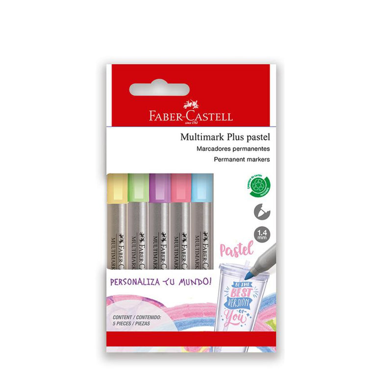 Plumones Indelebles Multimark Plus X5 Pastel Faber Castell