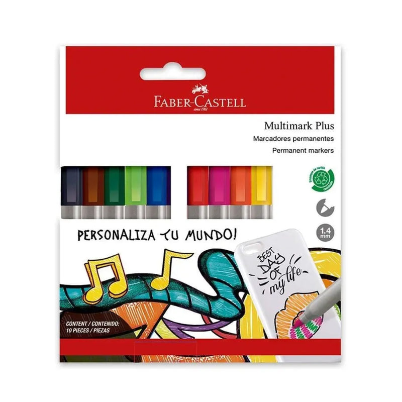 Plumones Indelebles Multimark Plus X10 Pastel Faber Castell
