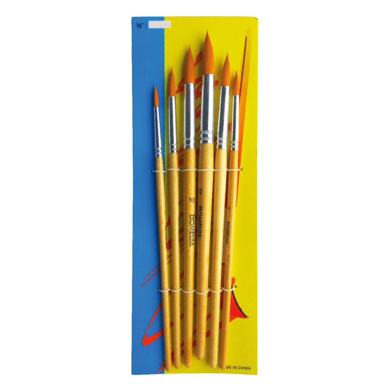 Juego Pinceles X6 Redondo Corona