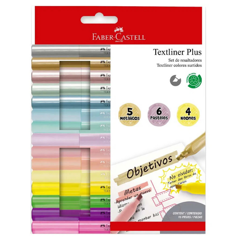 Resaltador Textliner Plus X 15 Colores Faber Castell