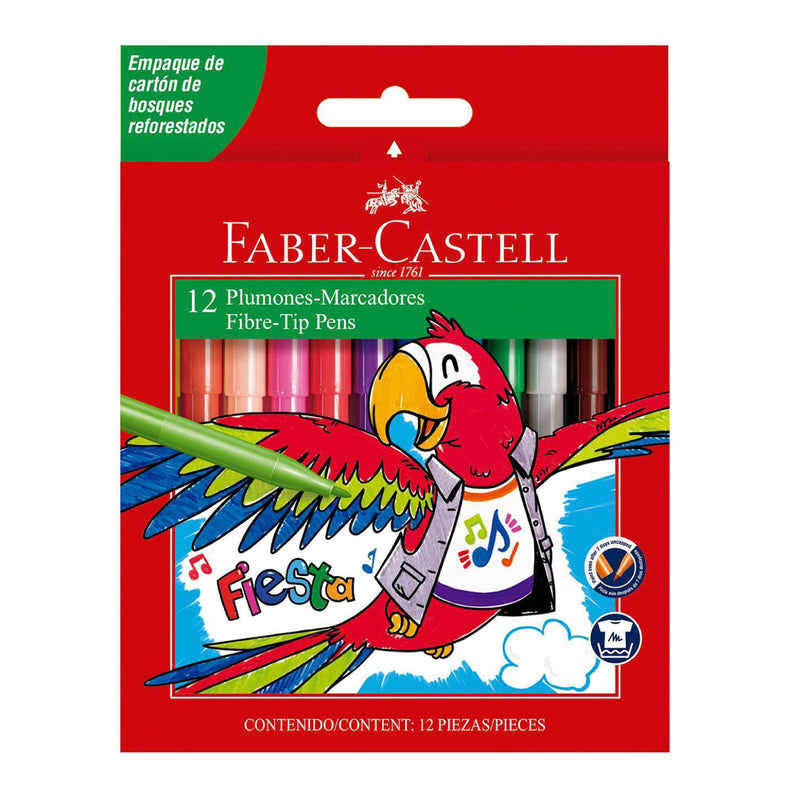Plumones Fiesta 45 Estuche de Cartón X12 Faber Castell